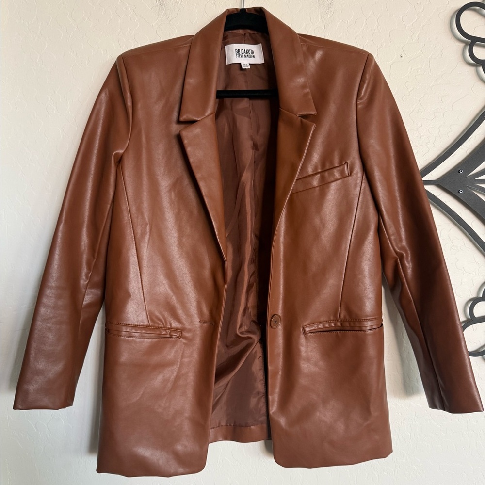 BB DAKOTA - STEVE MADDEN Women's Camel Vegan Leather Jacket - XS